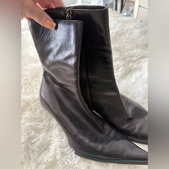 Dior Black Leather Zipper Booties - Picture 1 of 16